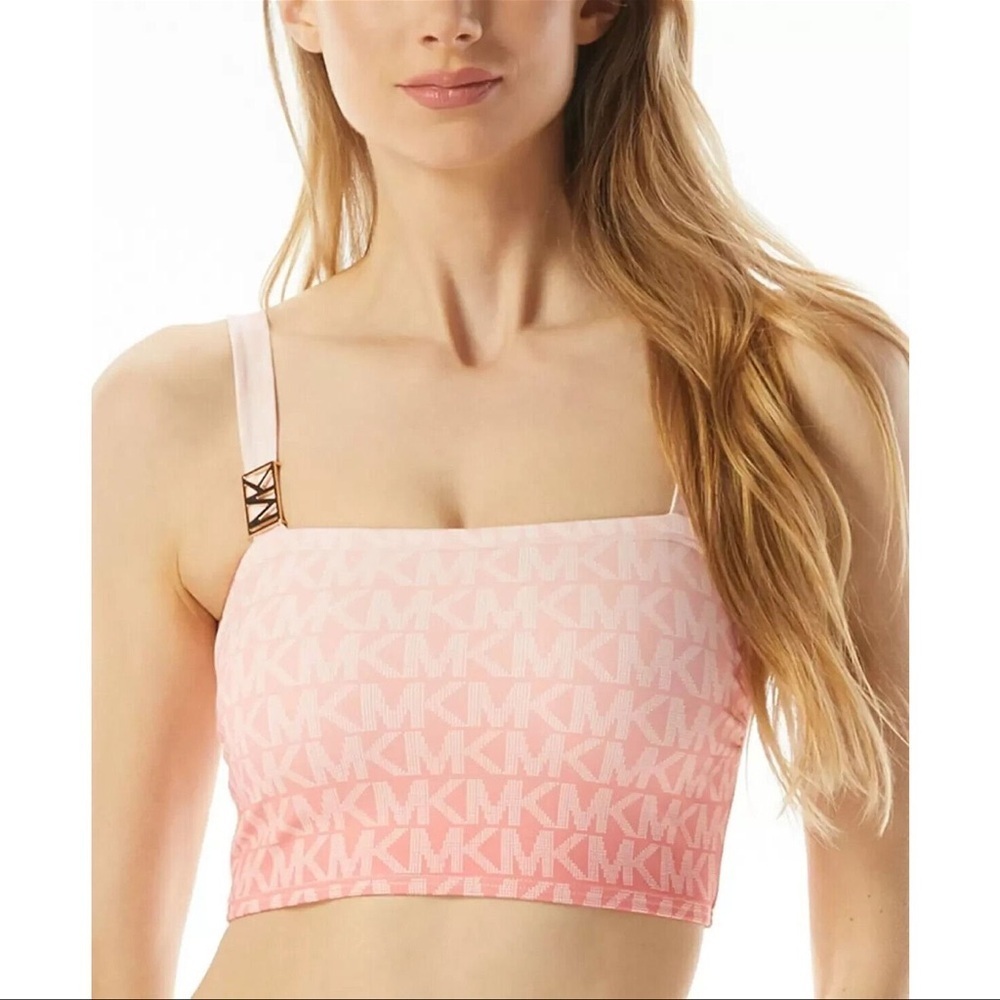 Nwt Michale kors square neckline ombré signature swim top nwt‎